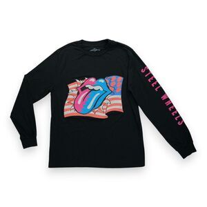 The Rolling Stones Steel Wheels Black Long‎ Sleeve T-Shirt Men's Medium M